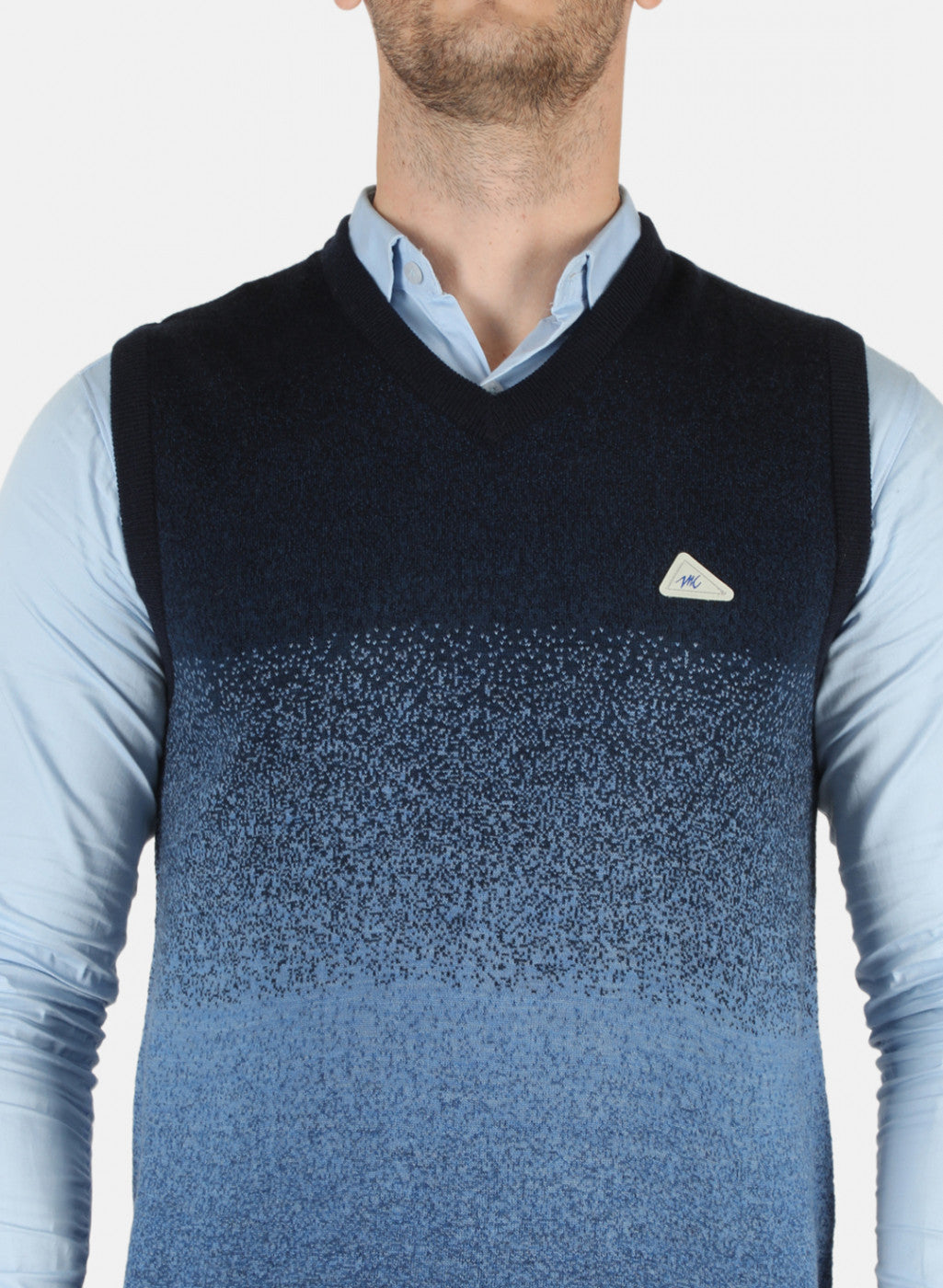 Men Blue Self Design Sweater