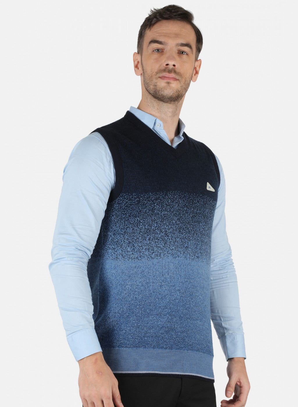 Men Blue Self Design Sweater