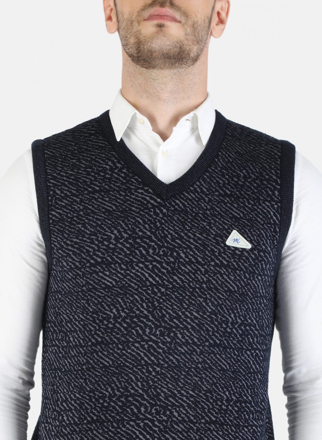 Men NAvy Blue Self Sweater