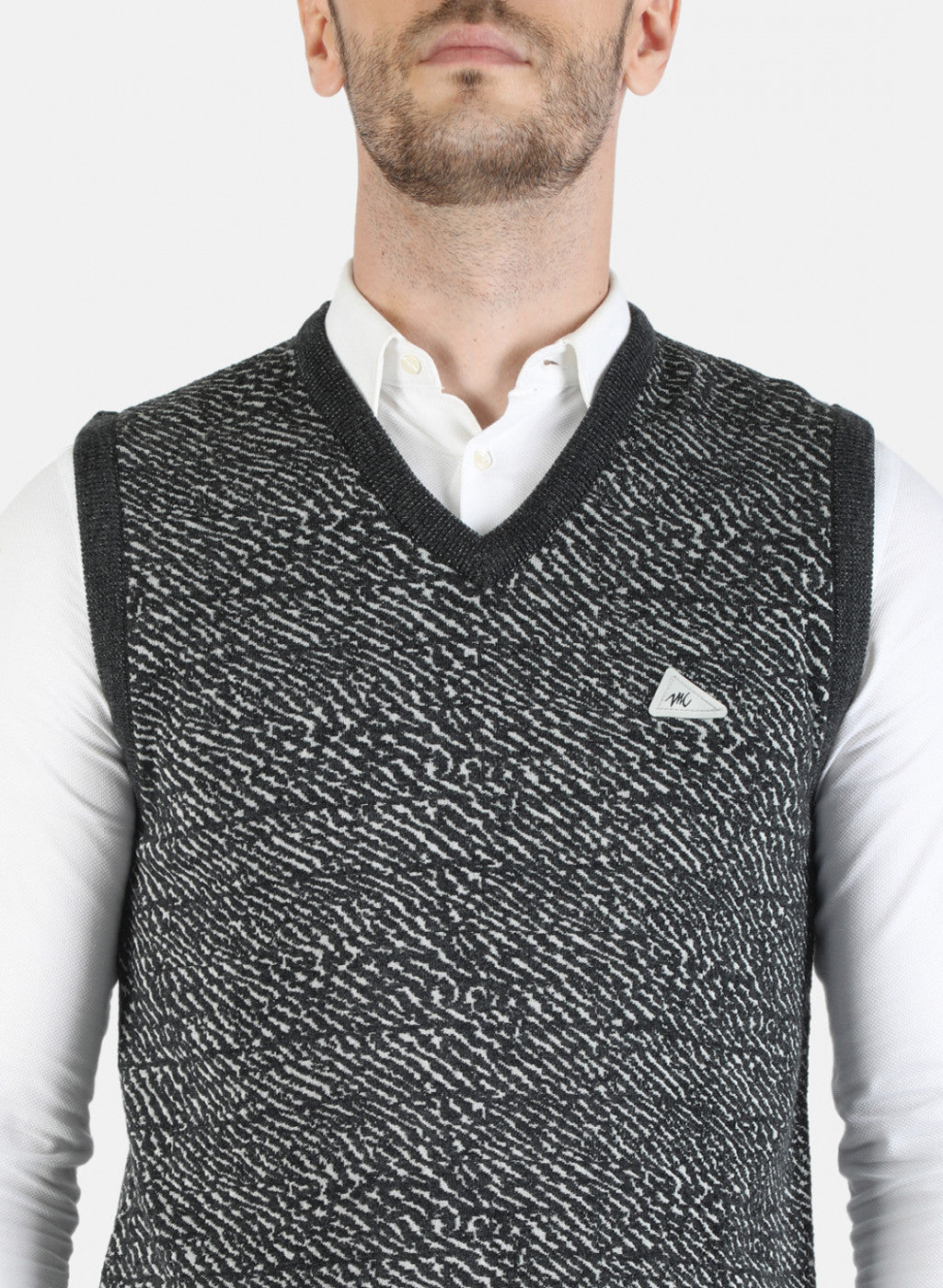 Men Grey Self Sweater