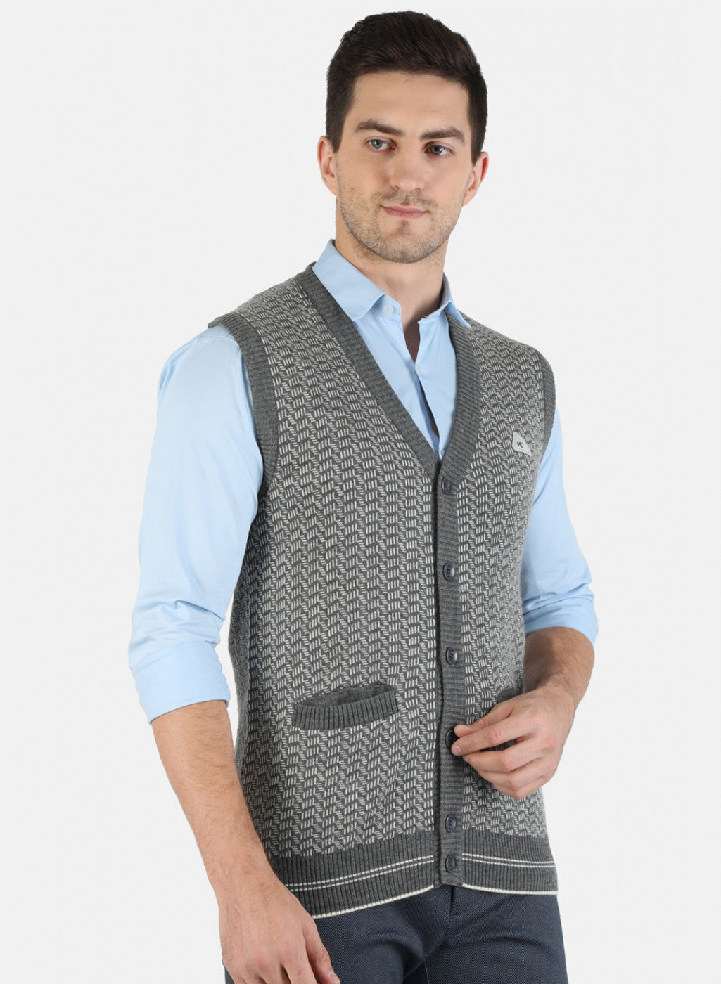 Men Grey Self Cardigan