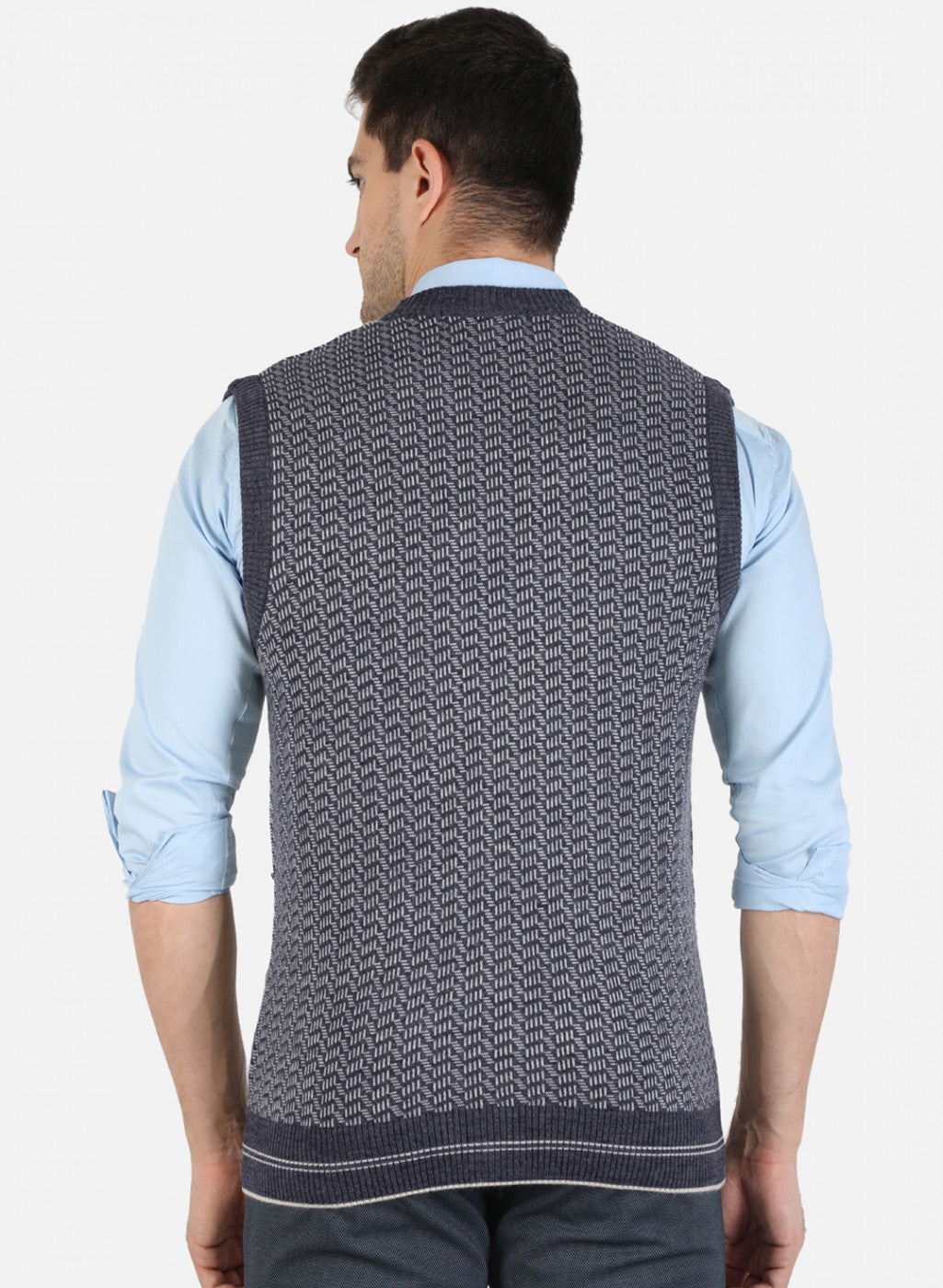 Men Blue Self Cardigan