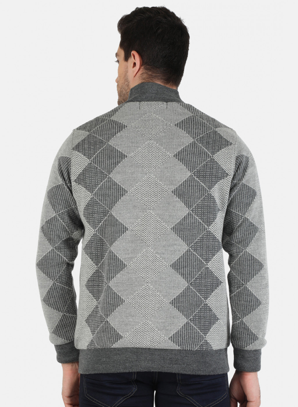 Men Grey Self Design Jacket