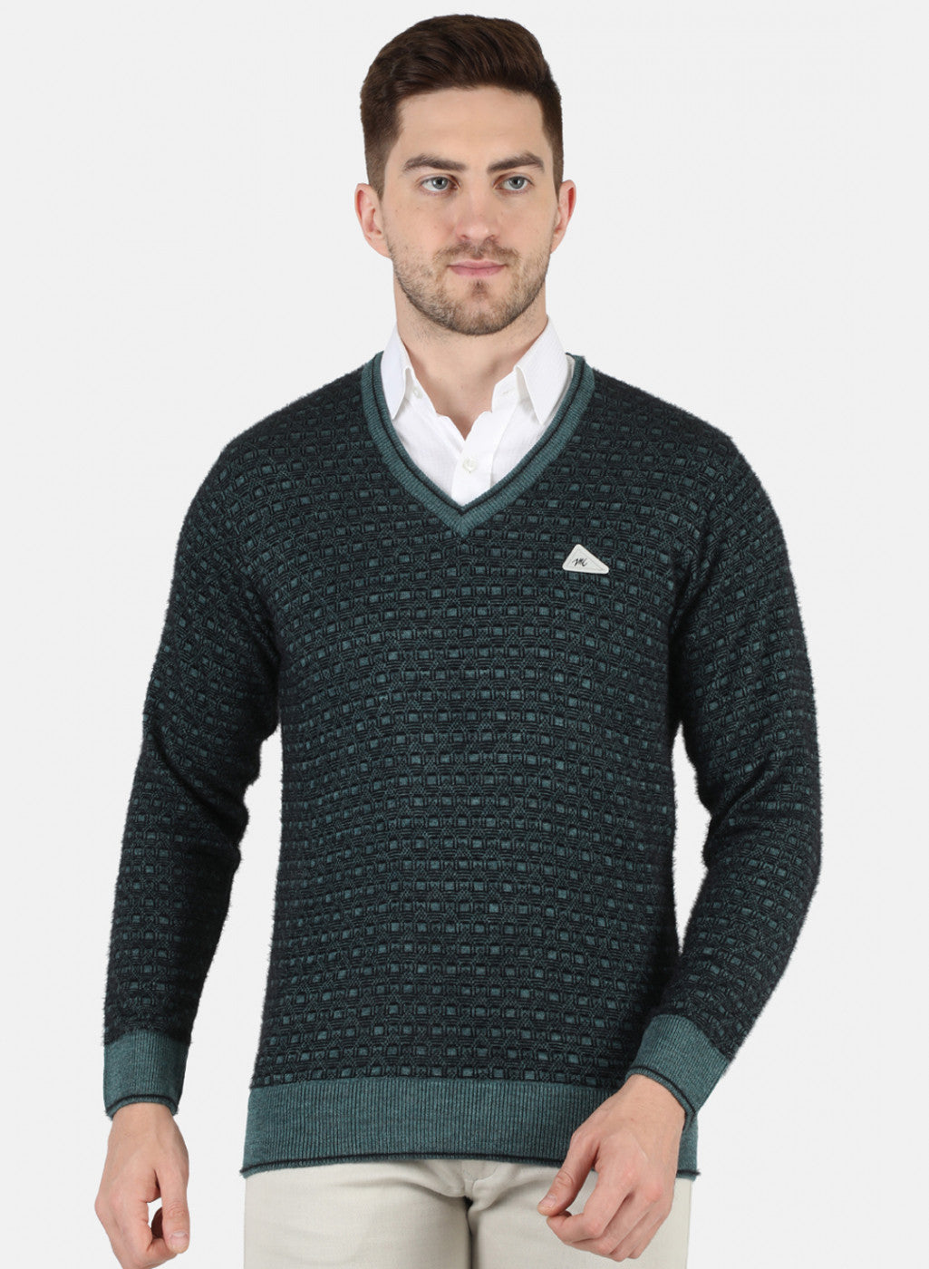 Men Black Self Design Pullover