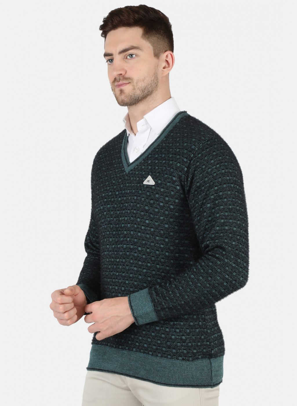 Men Black Self Design Pullover