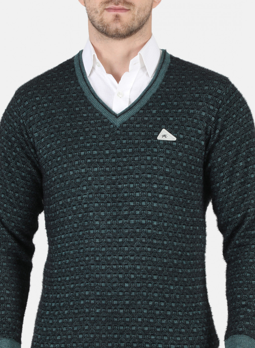 Men Black Self Design Pullover