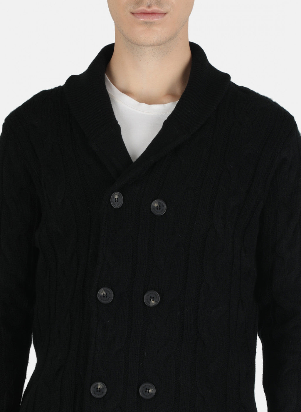 Men Black Self Design Cardigan
