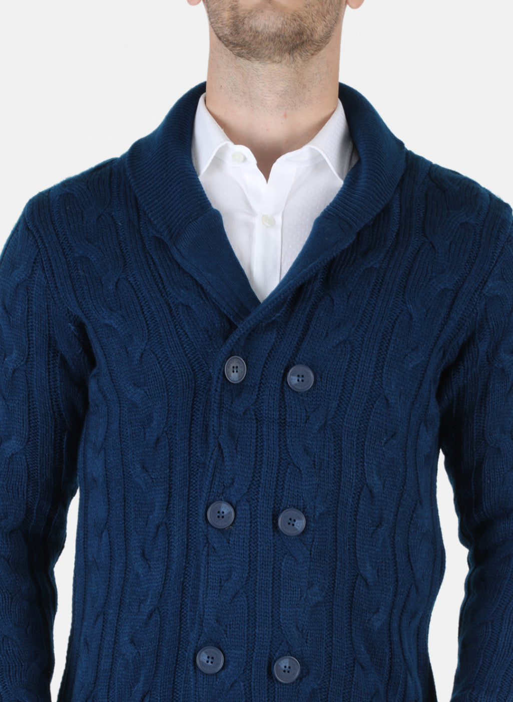 Men Blue Self Design Cardigan