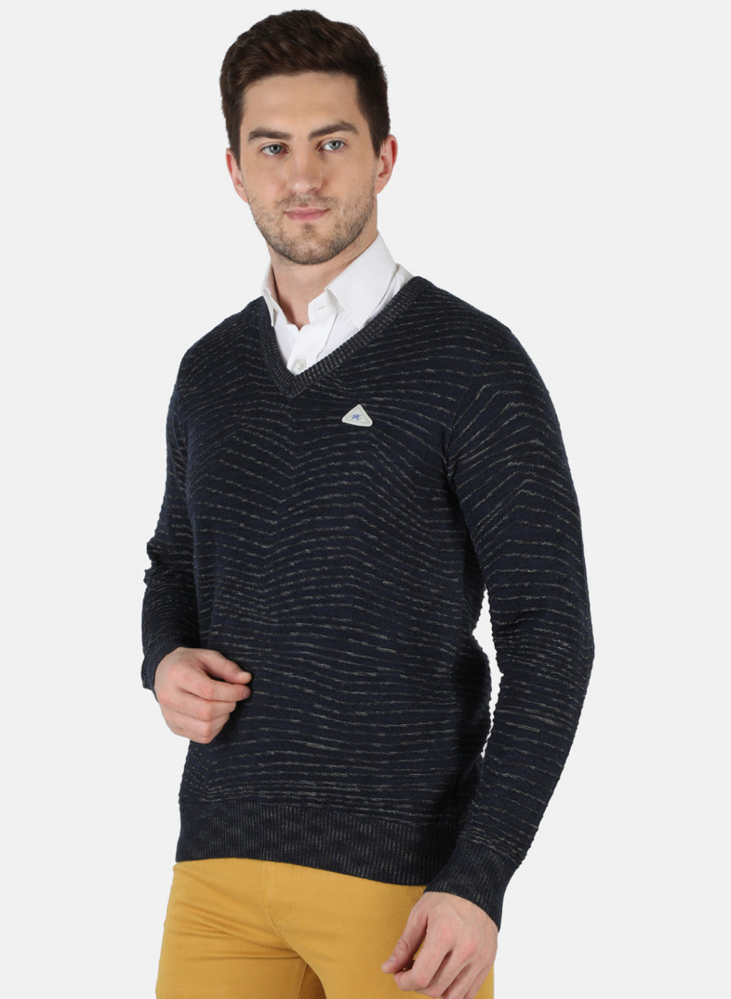 Men Black Self Design Pullover