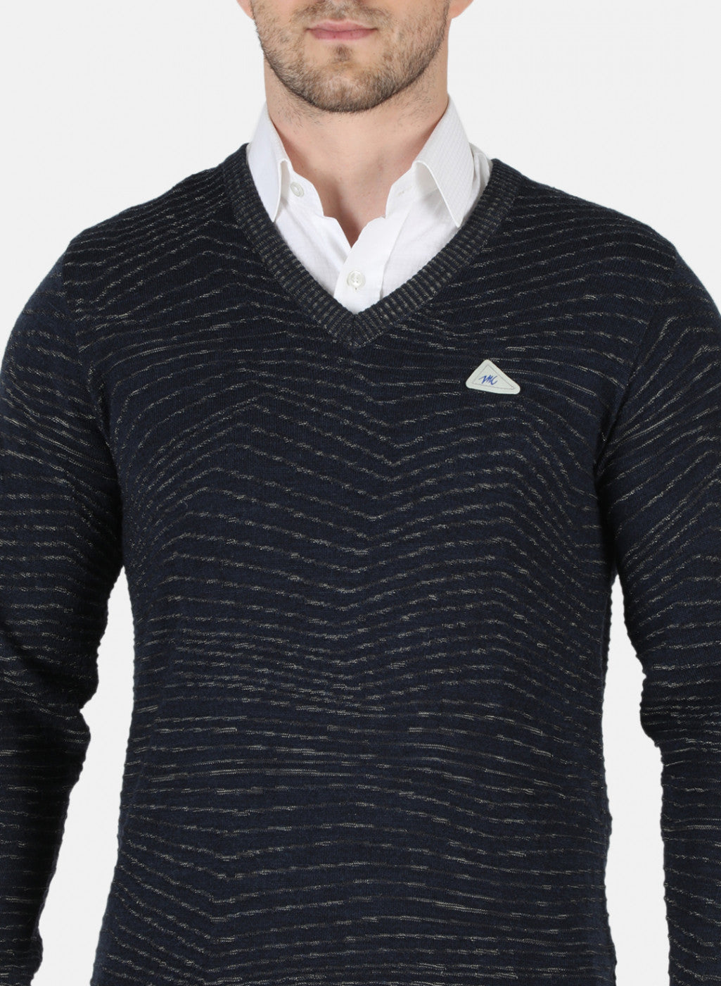 Men Black Self Design Pullover