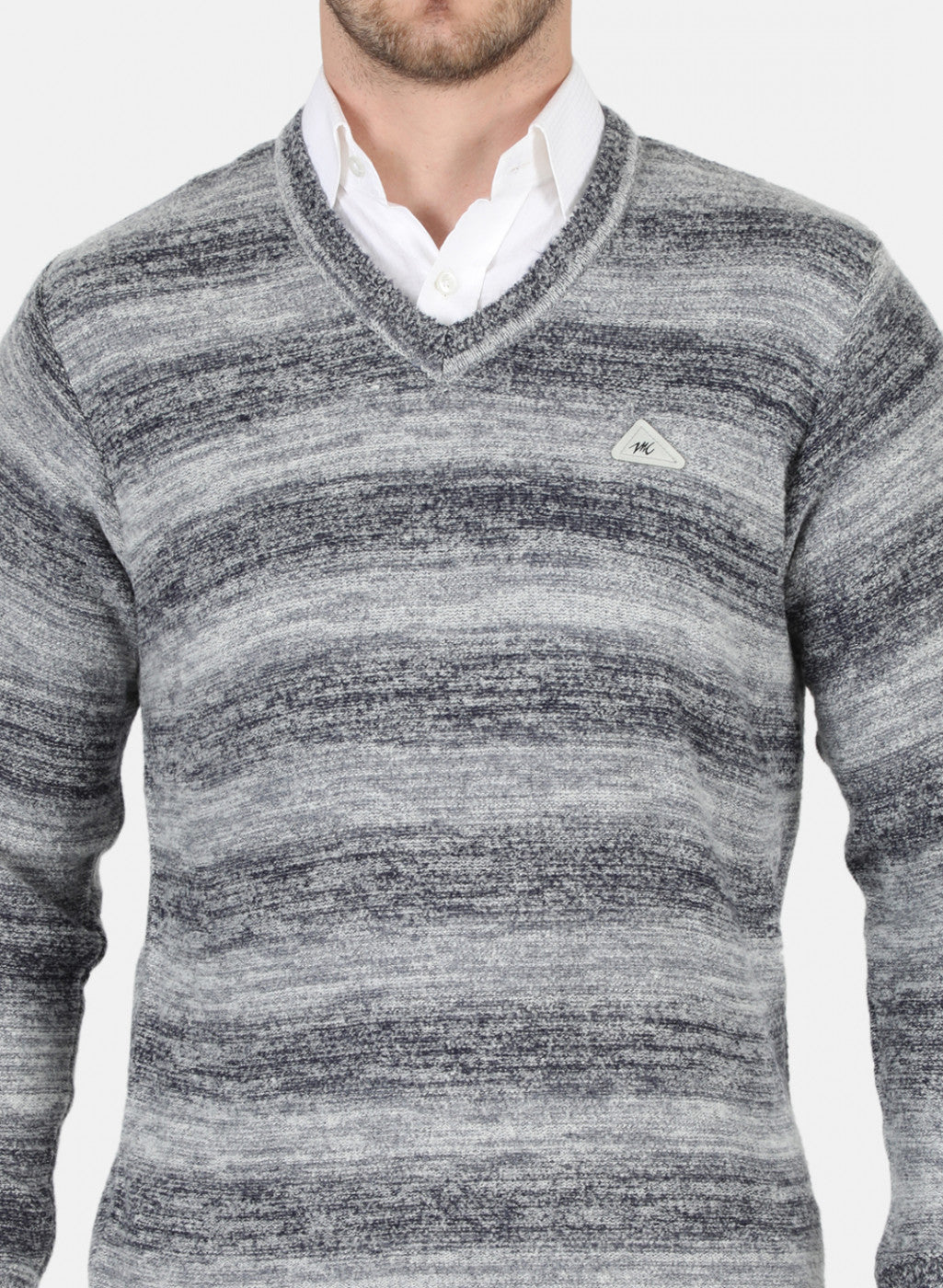 Men Grey Self Design Pullover