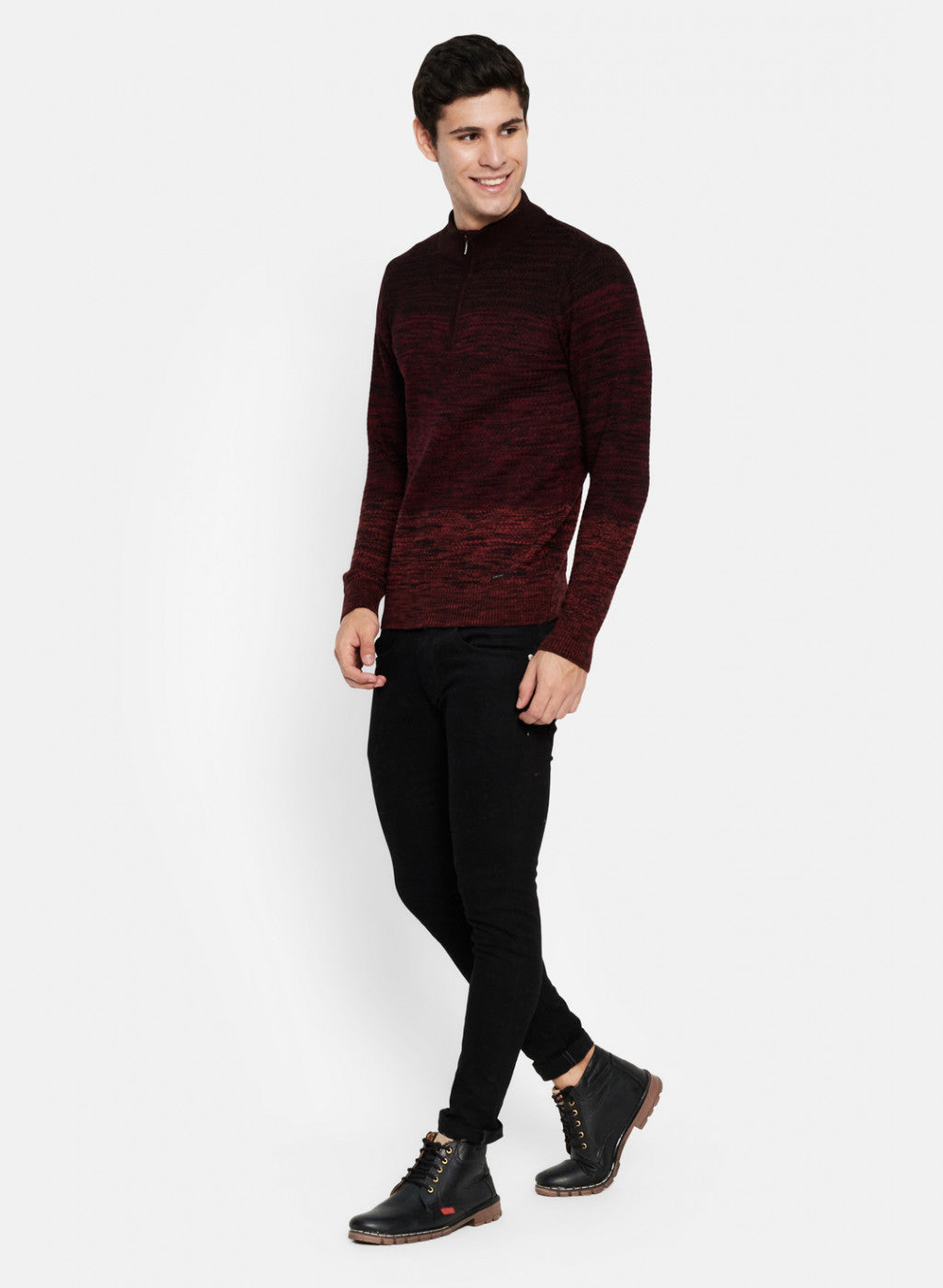 Men Red Solid Pullover