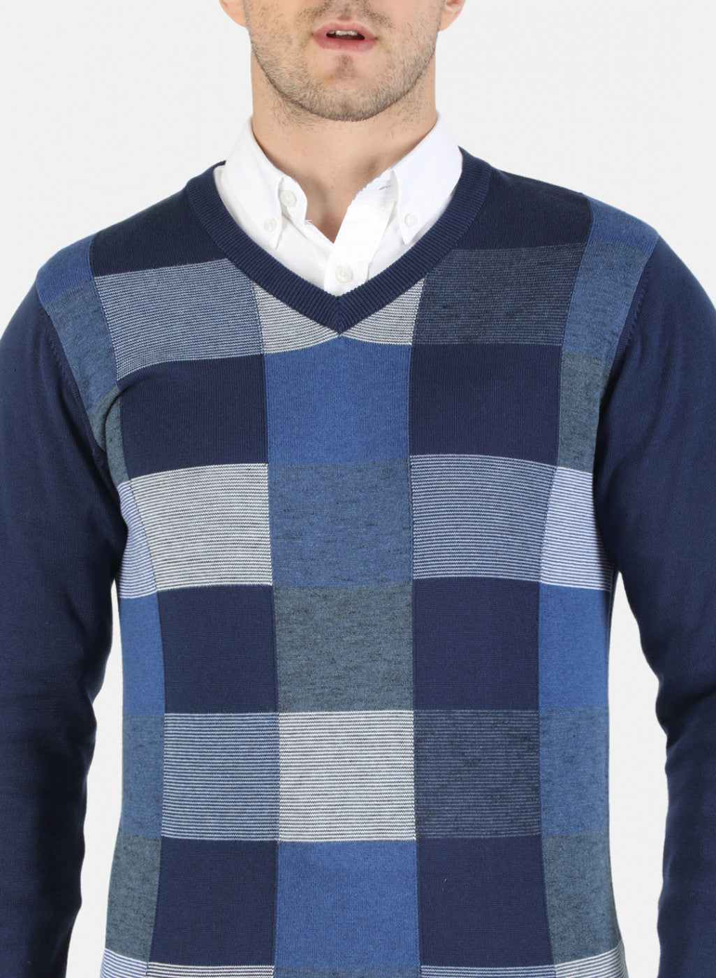 Men NAvy Blue Self Pullover