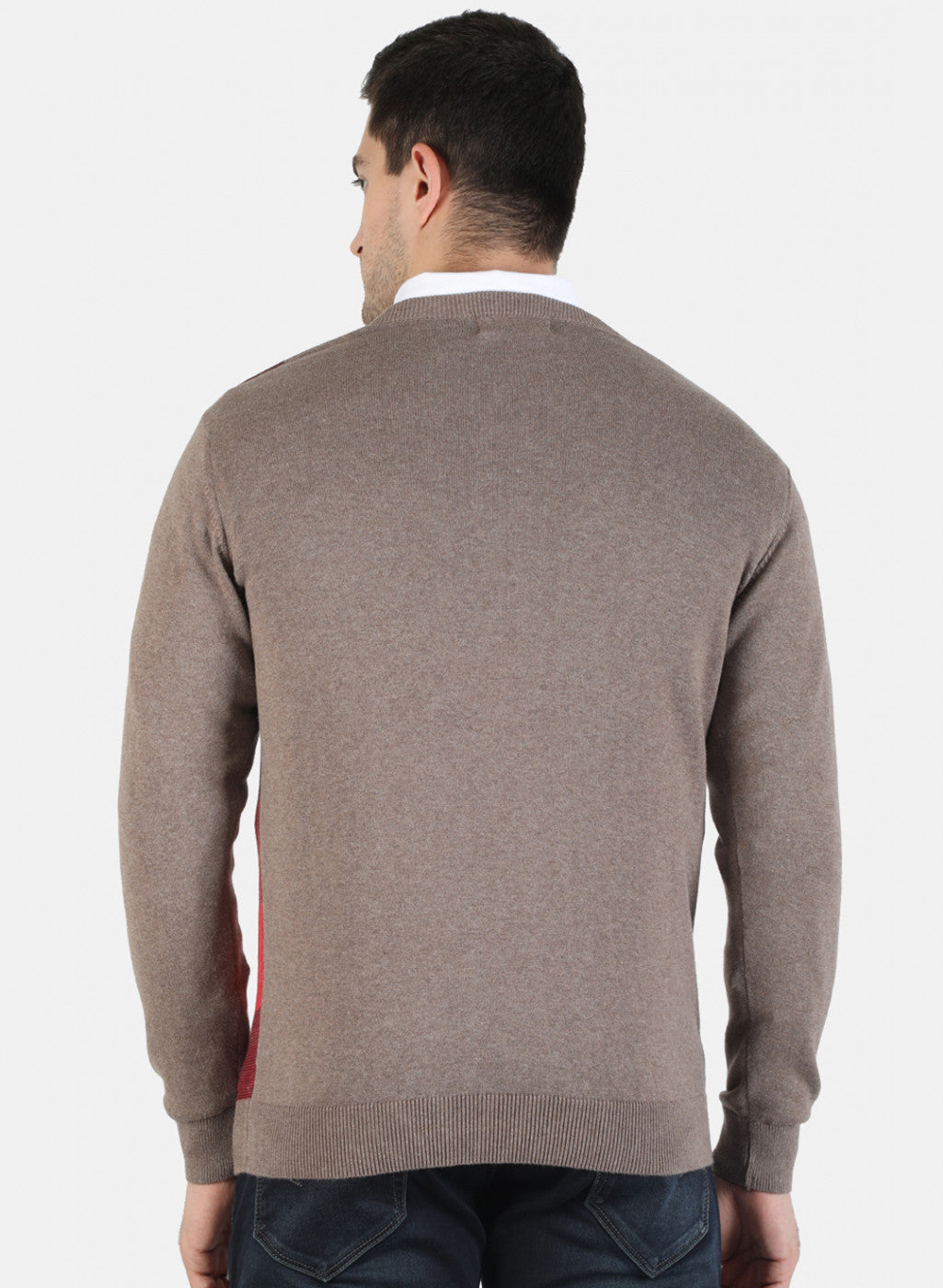 Men Red Self Pullover