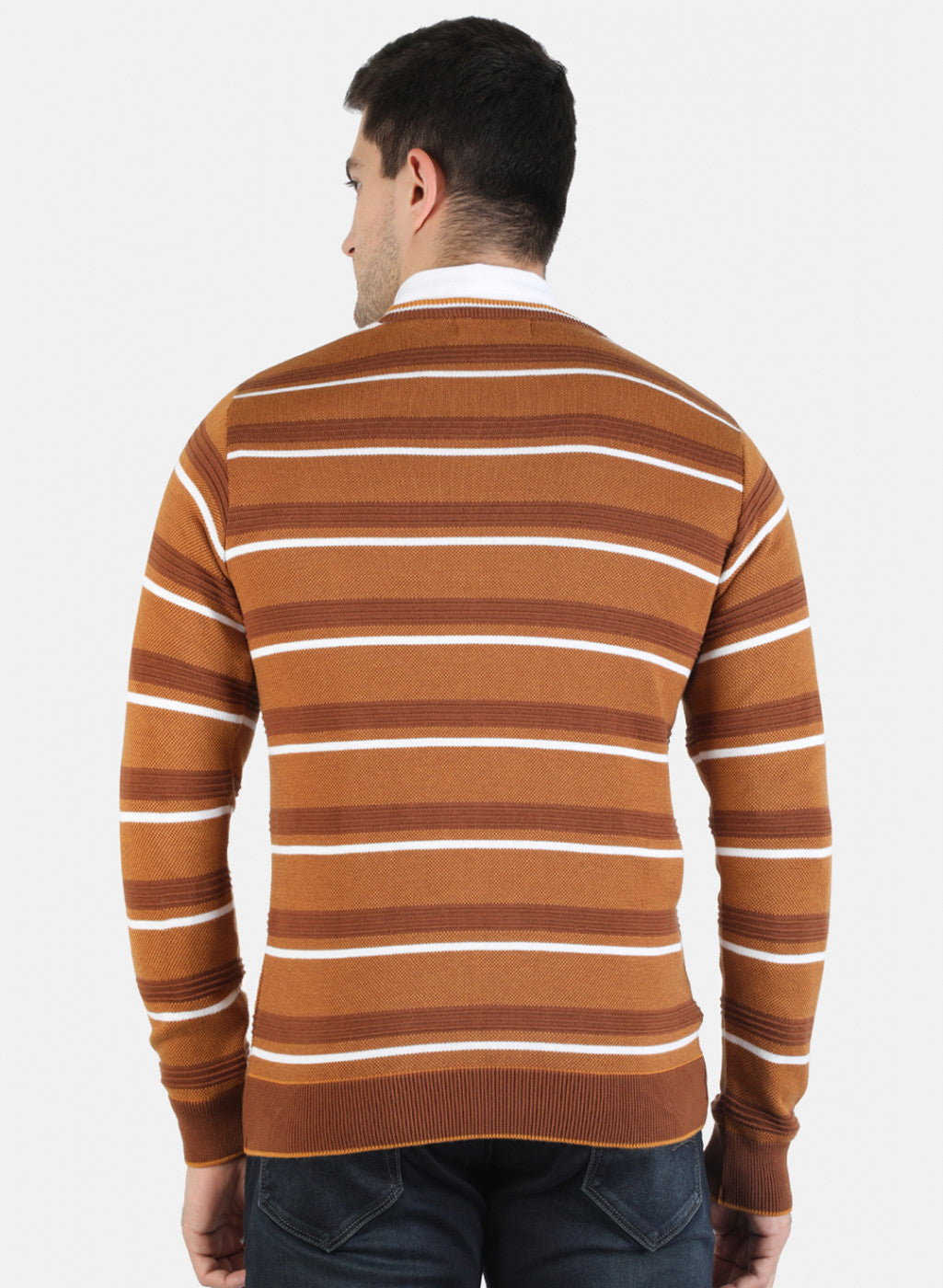 Men Mustard Self Pullover