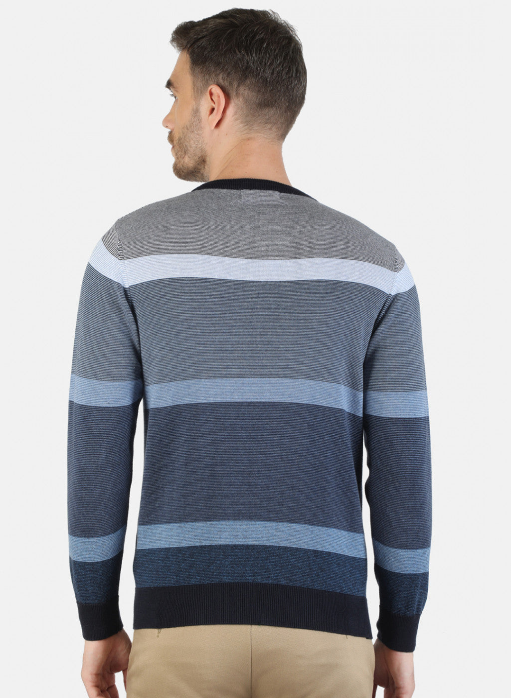 Men NAvy Blue Self Pullover