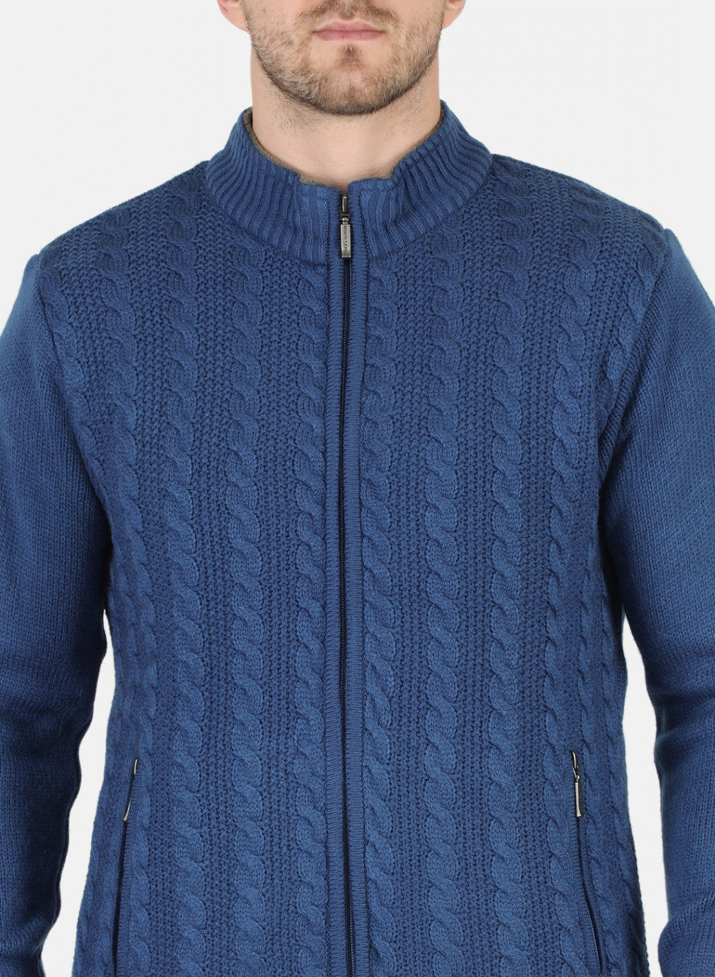 Men Blue Self Design Pullover