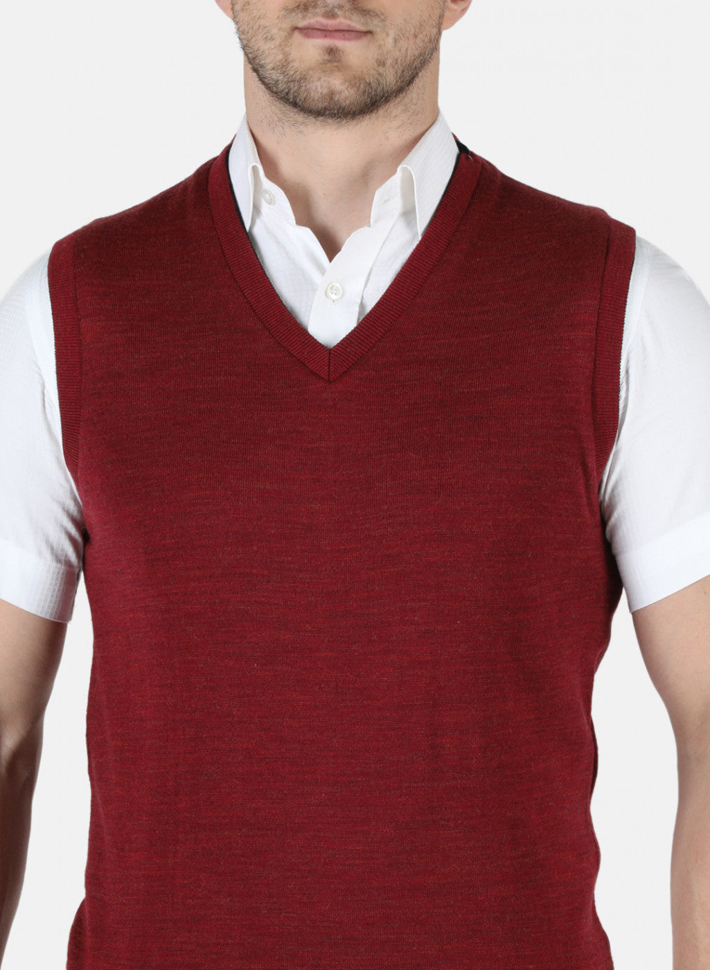 Men Red Reversible Self Design Sweater
