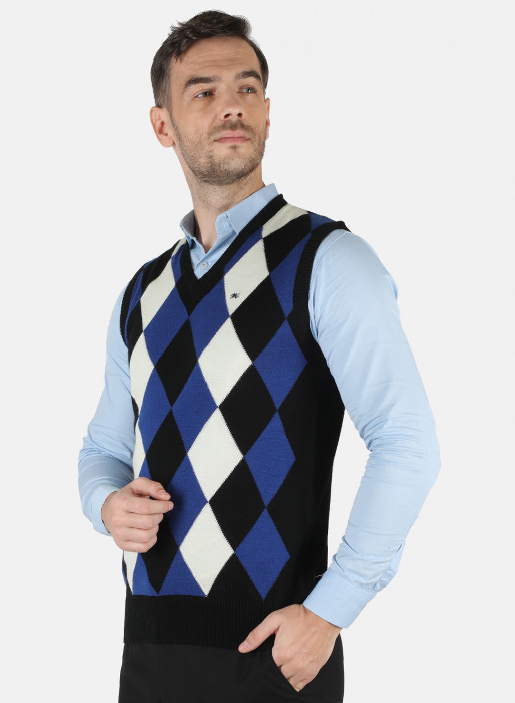 Men Multicolor Self Design Sweater