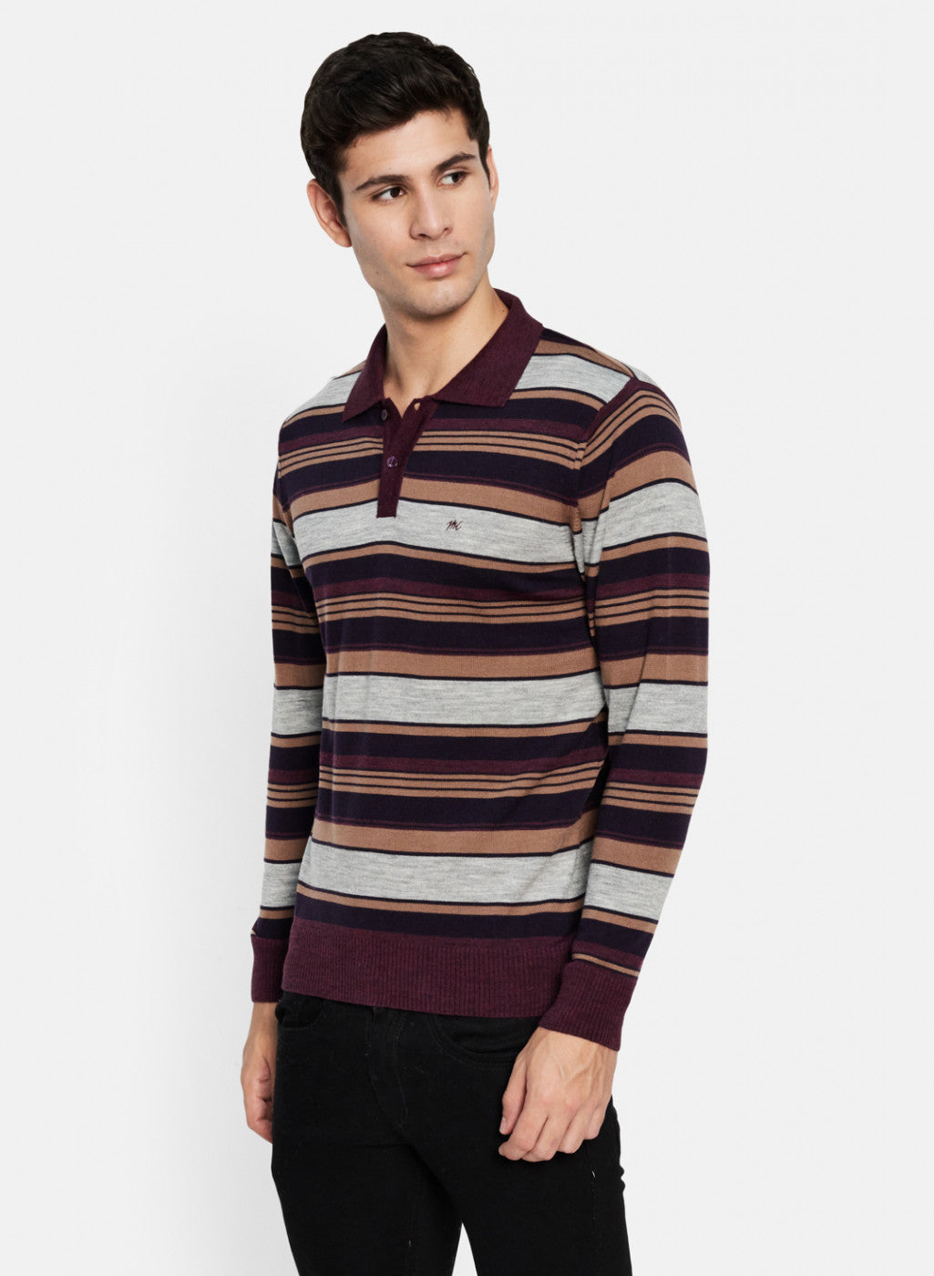 Men Purple Solid T-Shirt