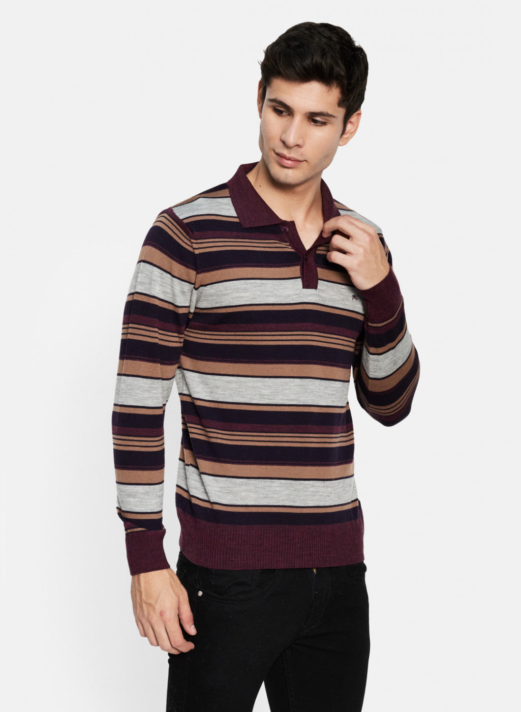 Men Purple Solid T-Shirt