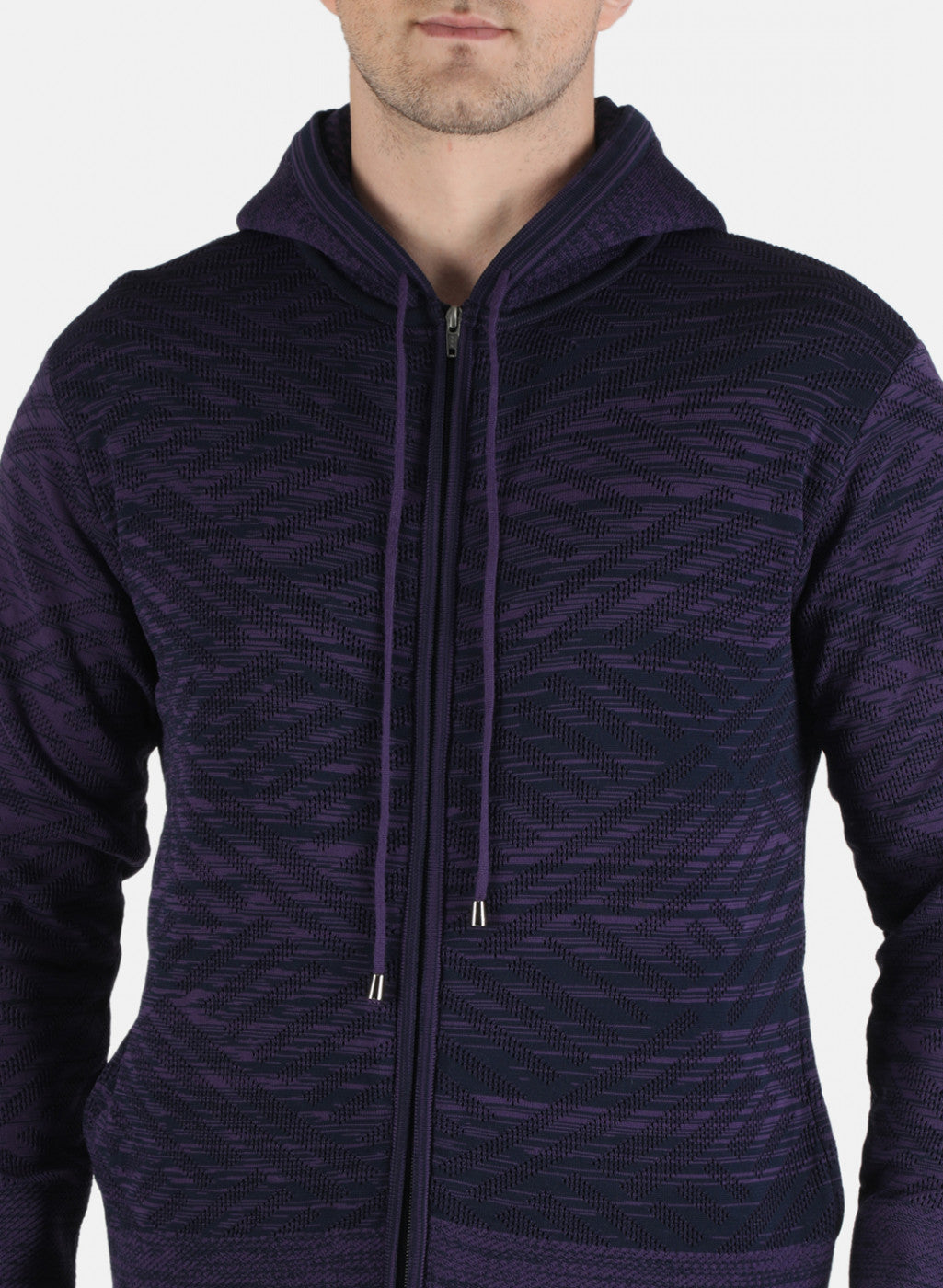 Men Purple Self Design Pullover