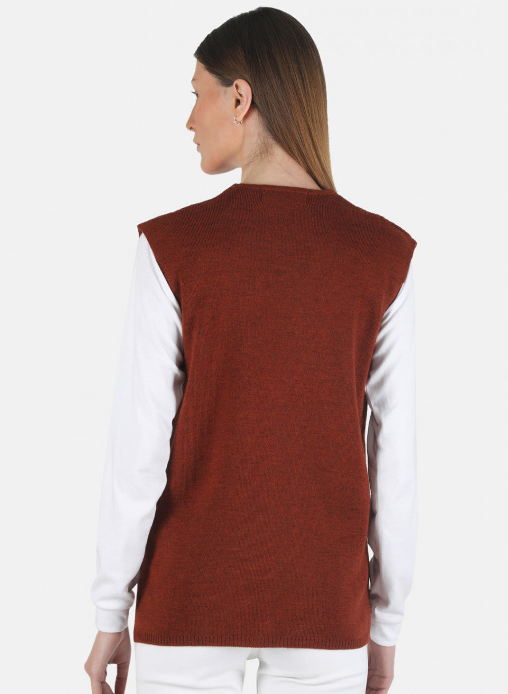 Women Brown Self Design Cardigan