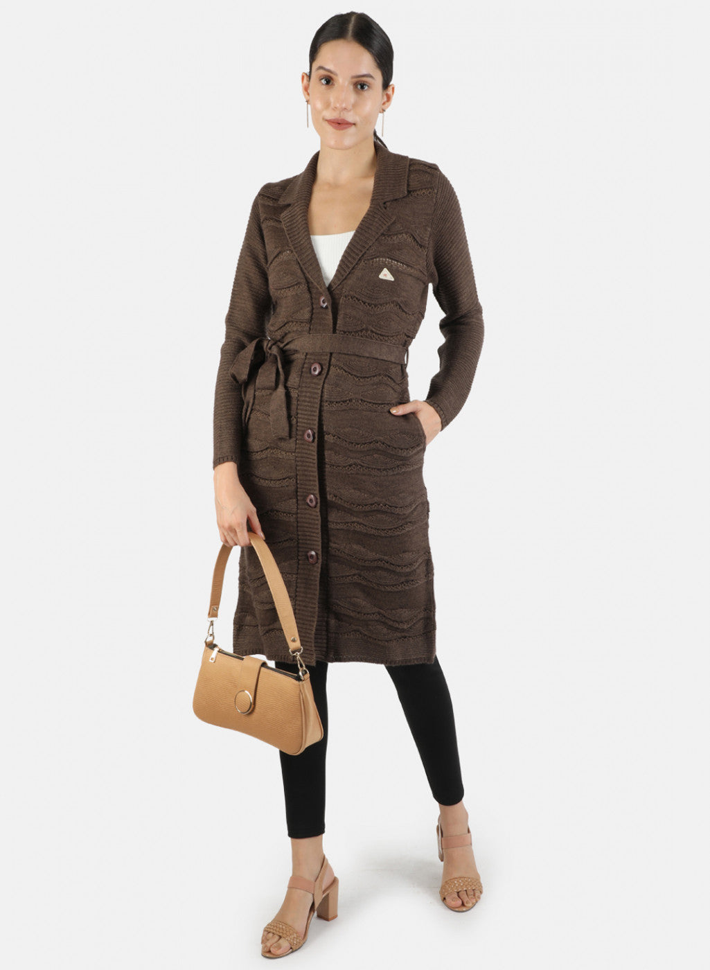 Women Brown Solid Cardigan