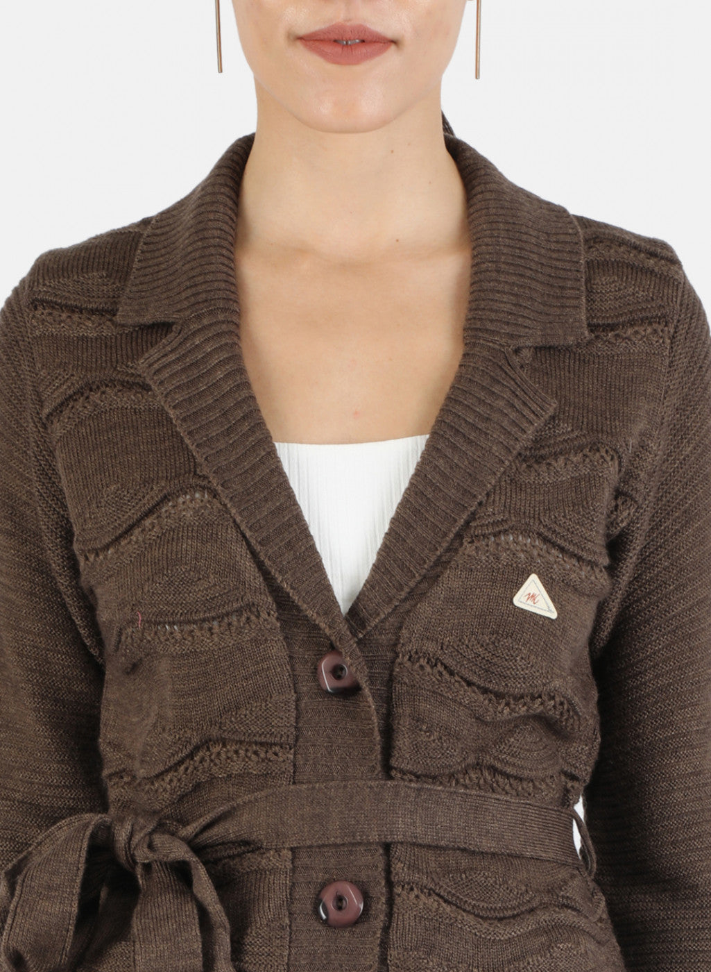 Women Brown Solid Cardigan