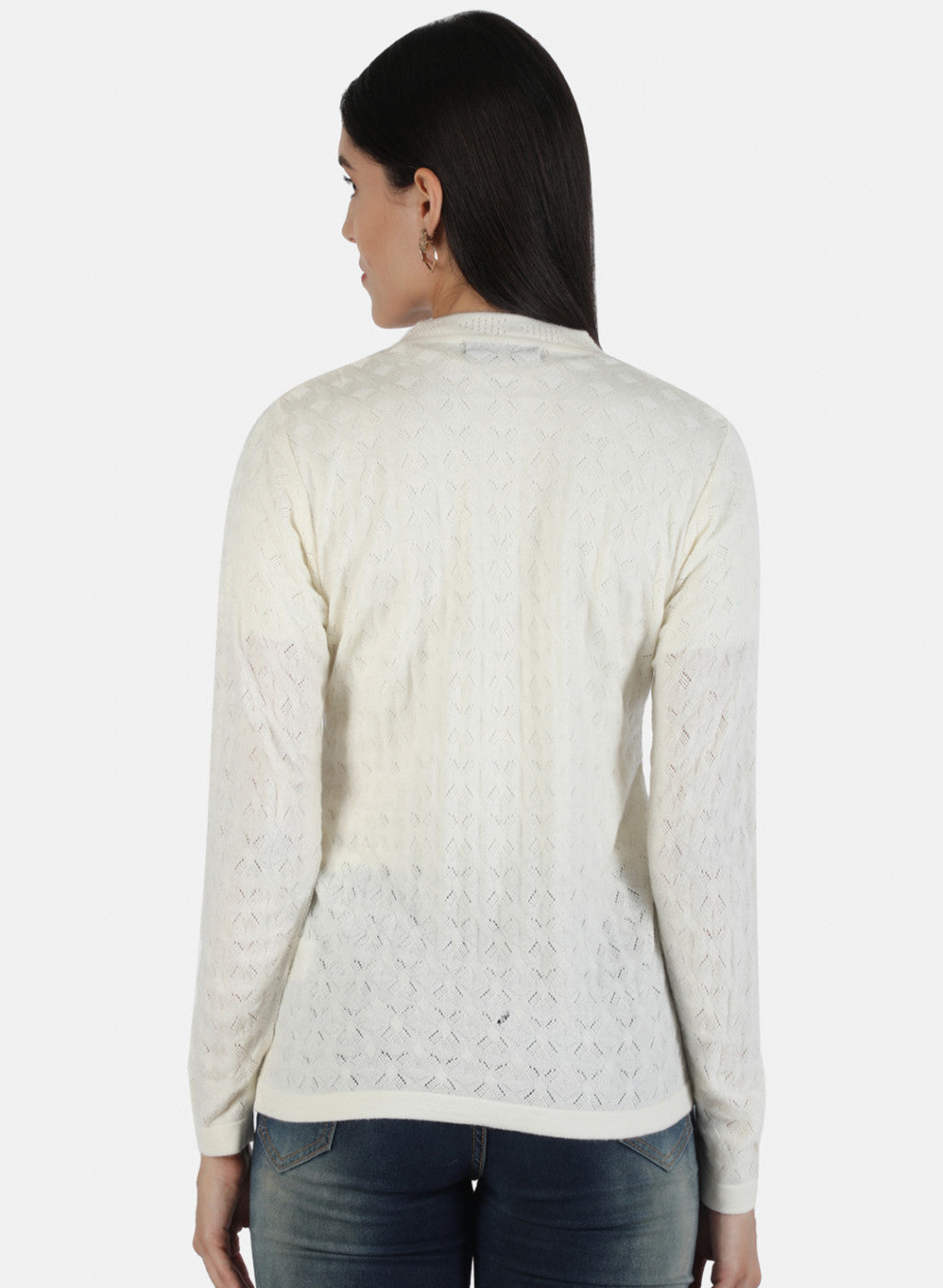 Women White Solid Cardigan