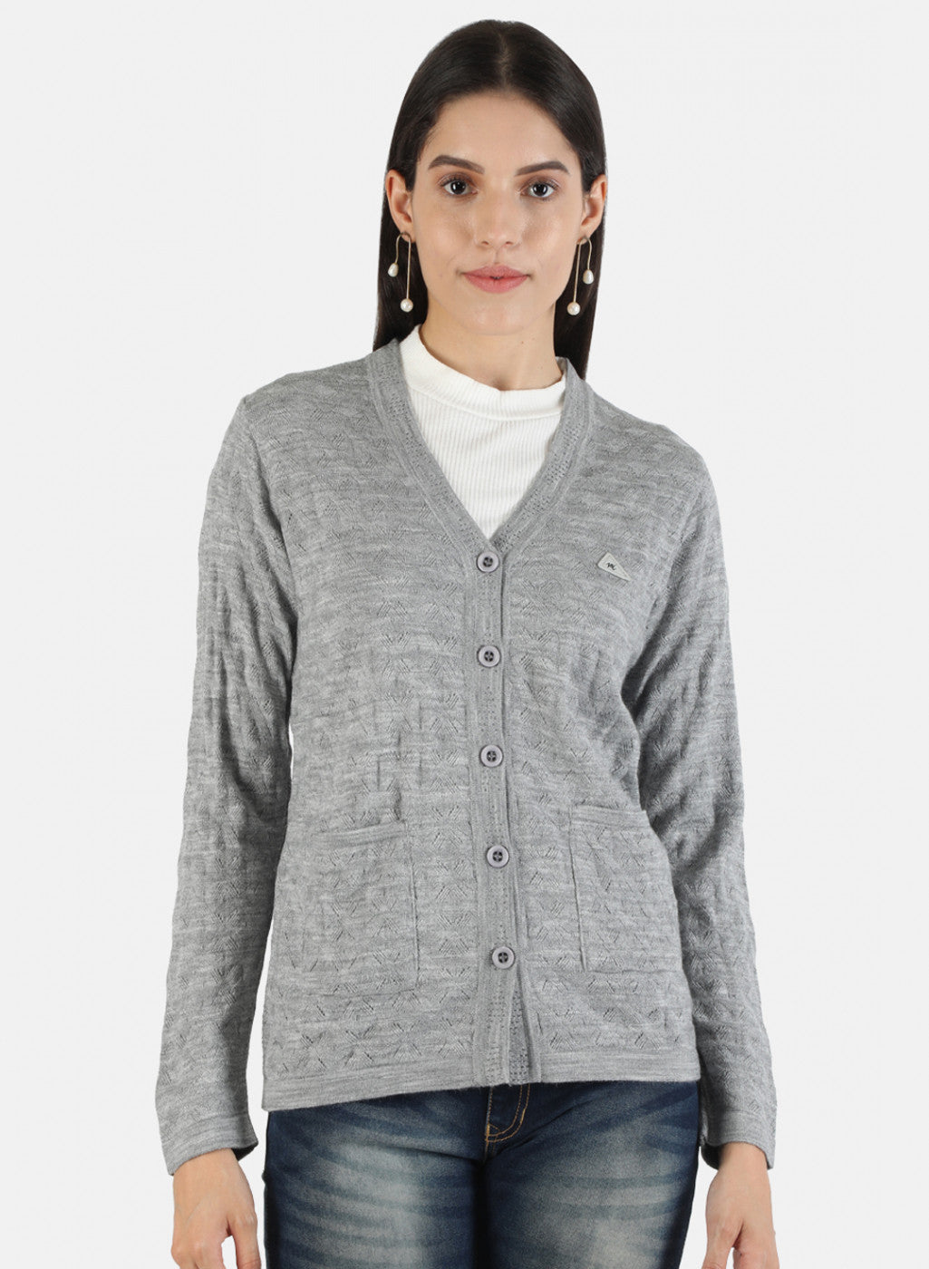 Women Grey Solid Cardigan