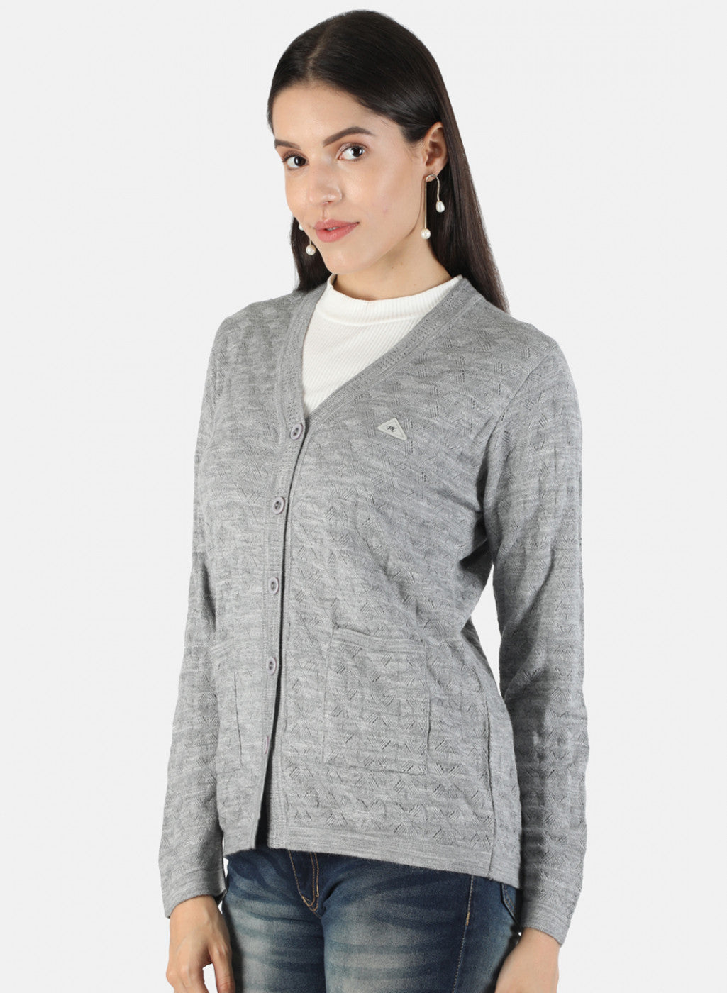Women Grey Solid Cardigan