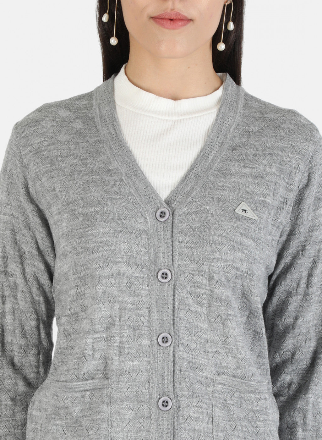 Women Grey Solid Cardigan