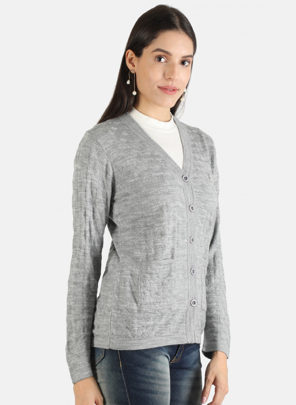 Women Grey Solid Cardigan