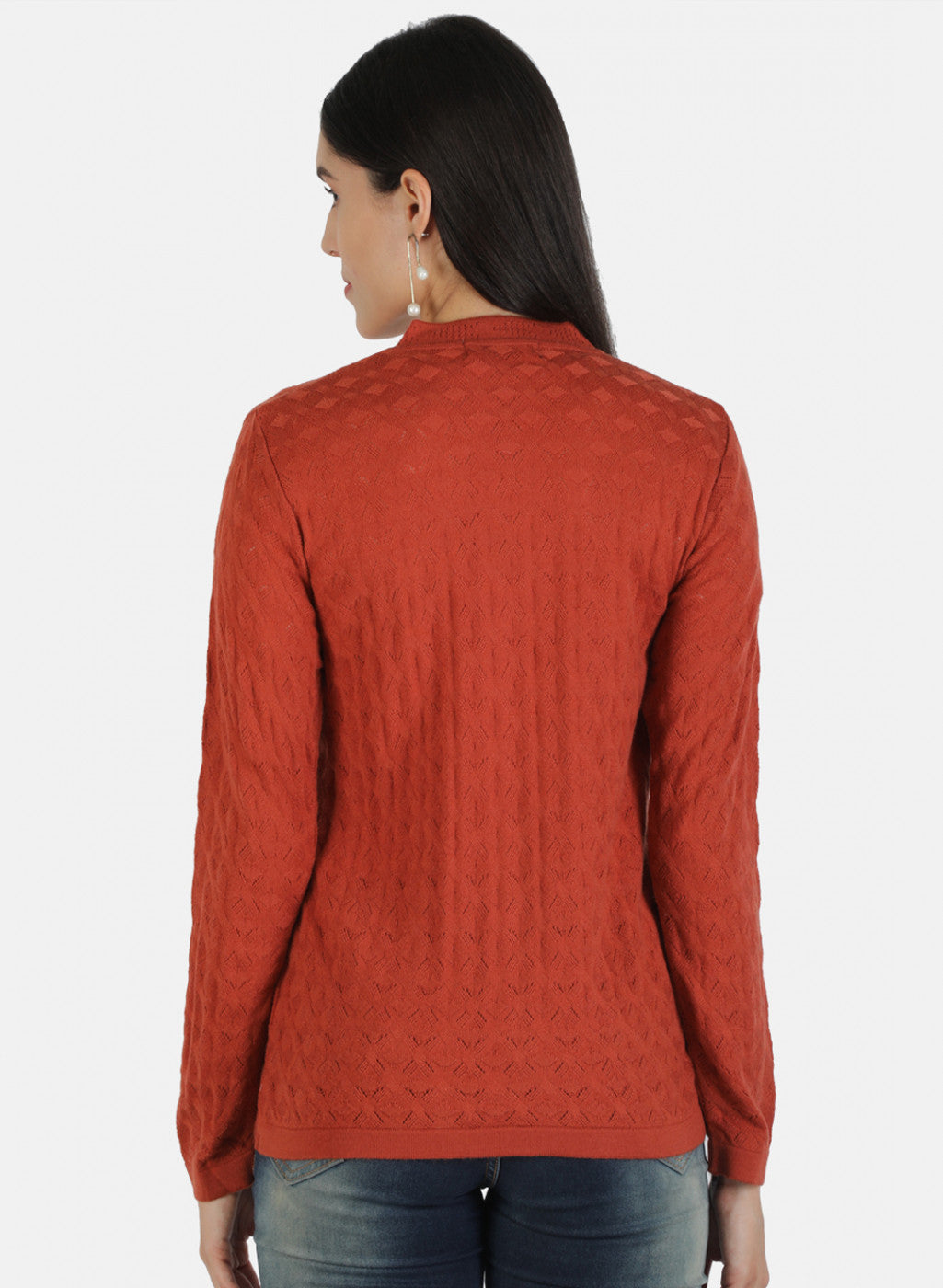 Women Orange Solid Cardigan