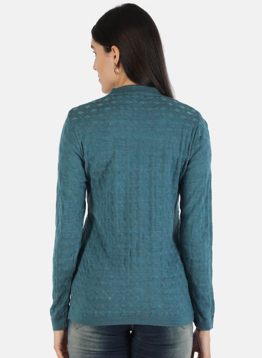 Women Blue Solid Cardigan