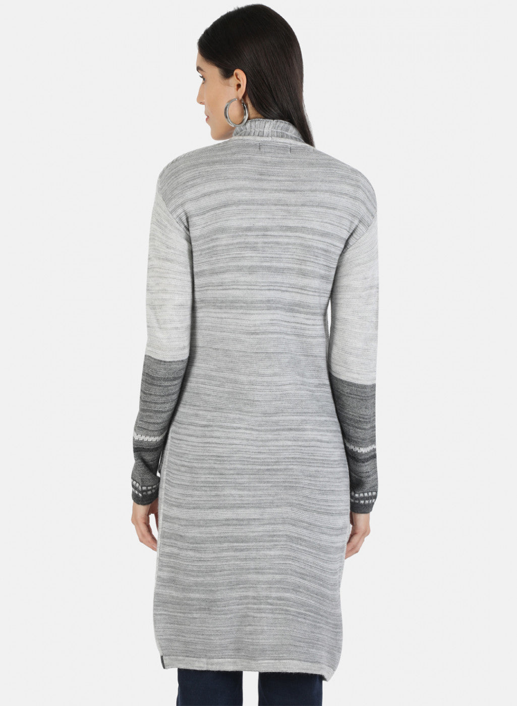 Women Grey Self Cardigan