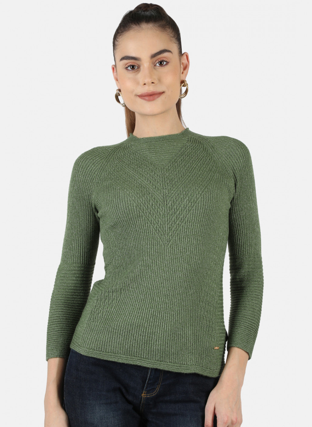 Women Green Self Top