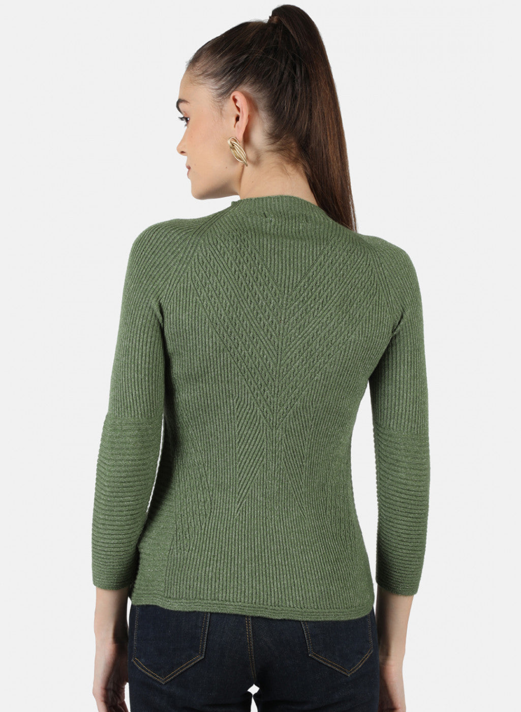Women Green Self Top