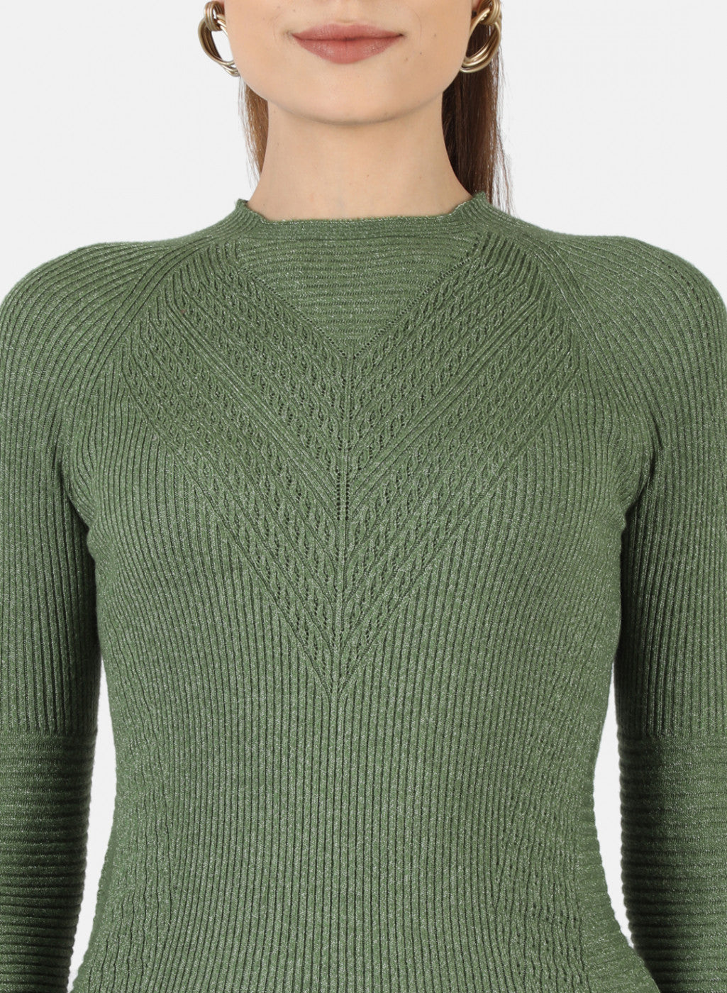 Women Green Self Top
