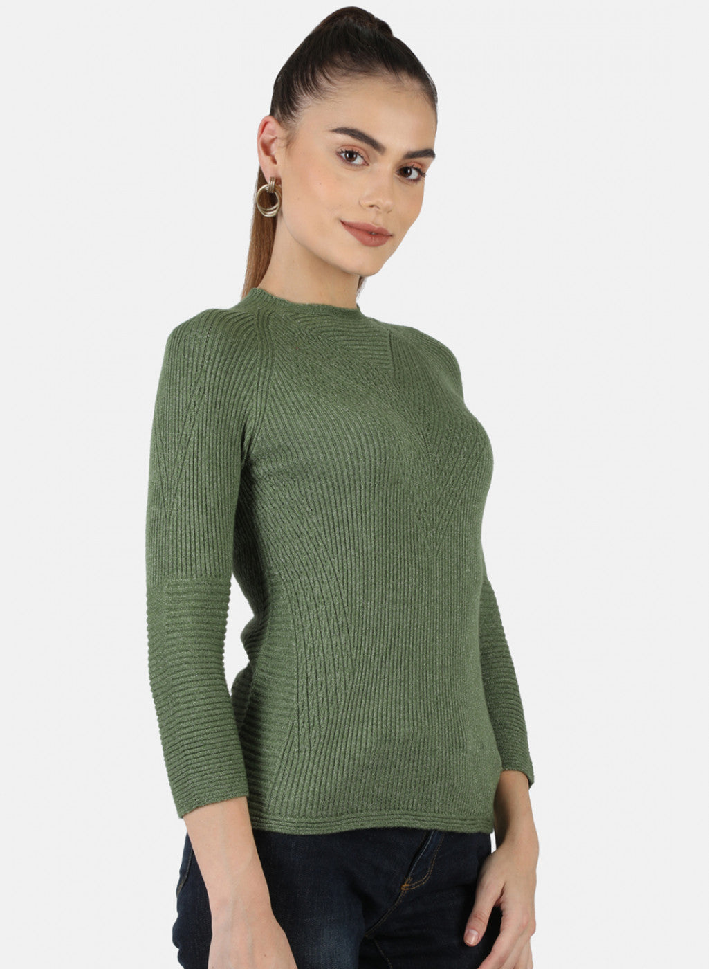 Women Green Self Top