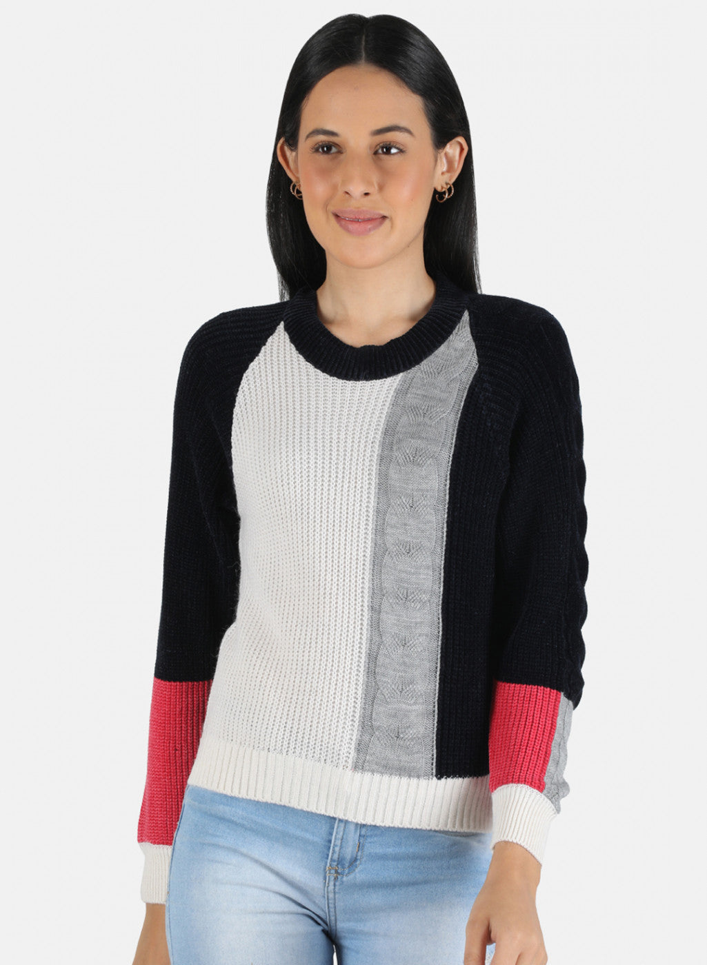 Women Navy Blue Self Design Top