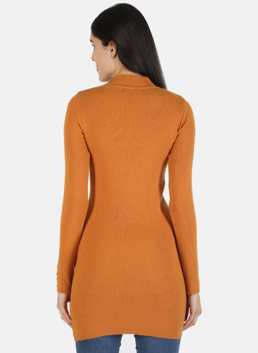 Women Mustard Self Long Top