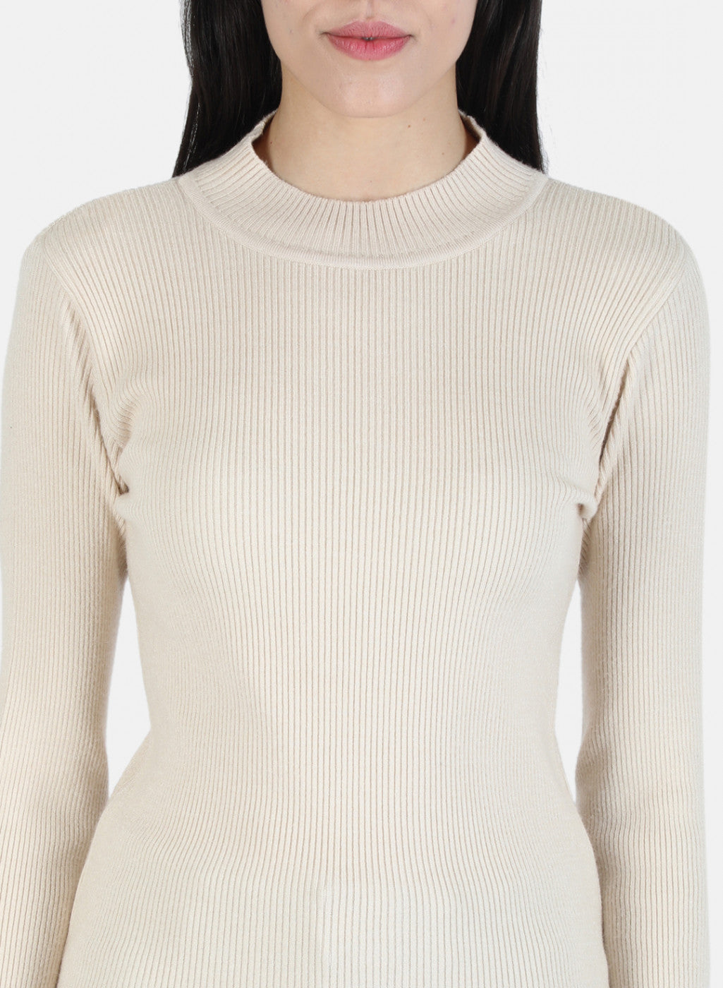 Women Beige Self Long Top