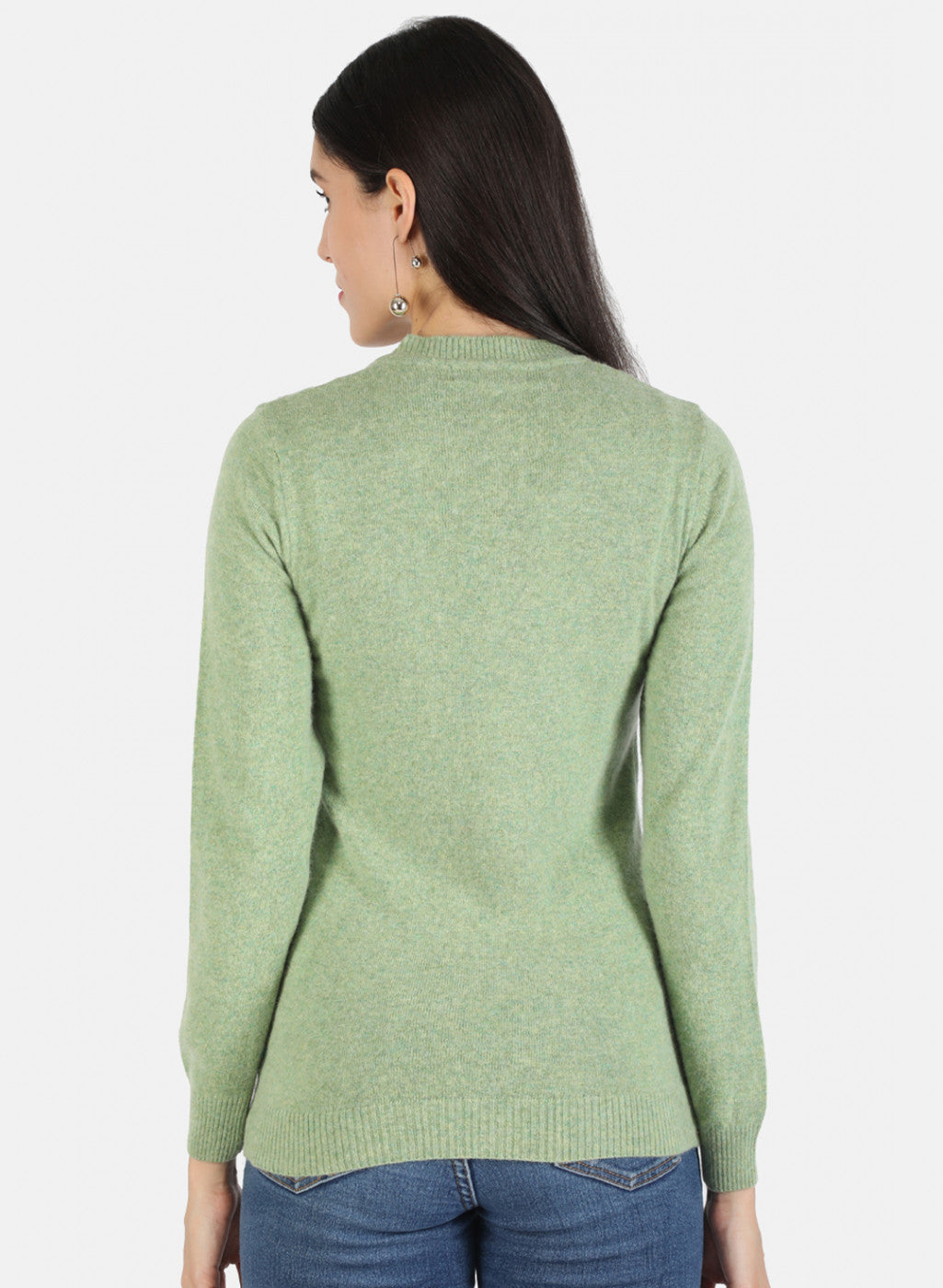 Women Green Self Cardigan