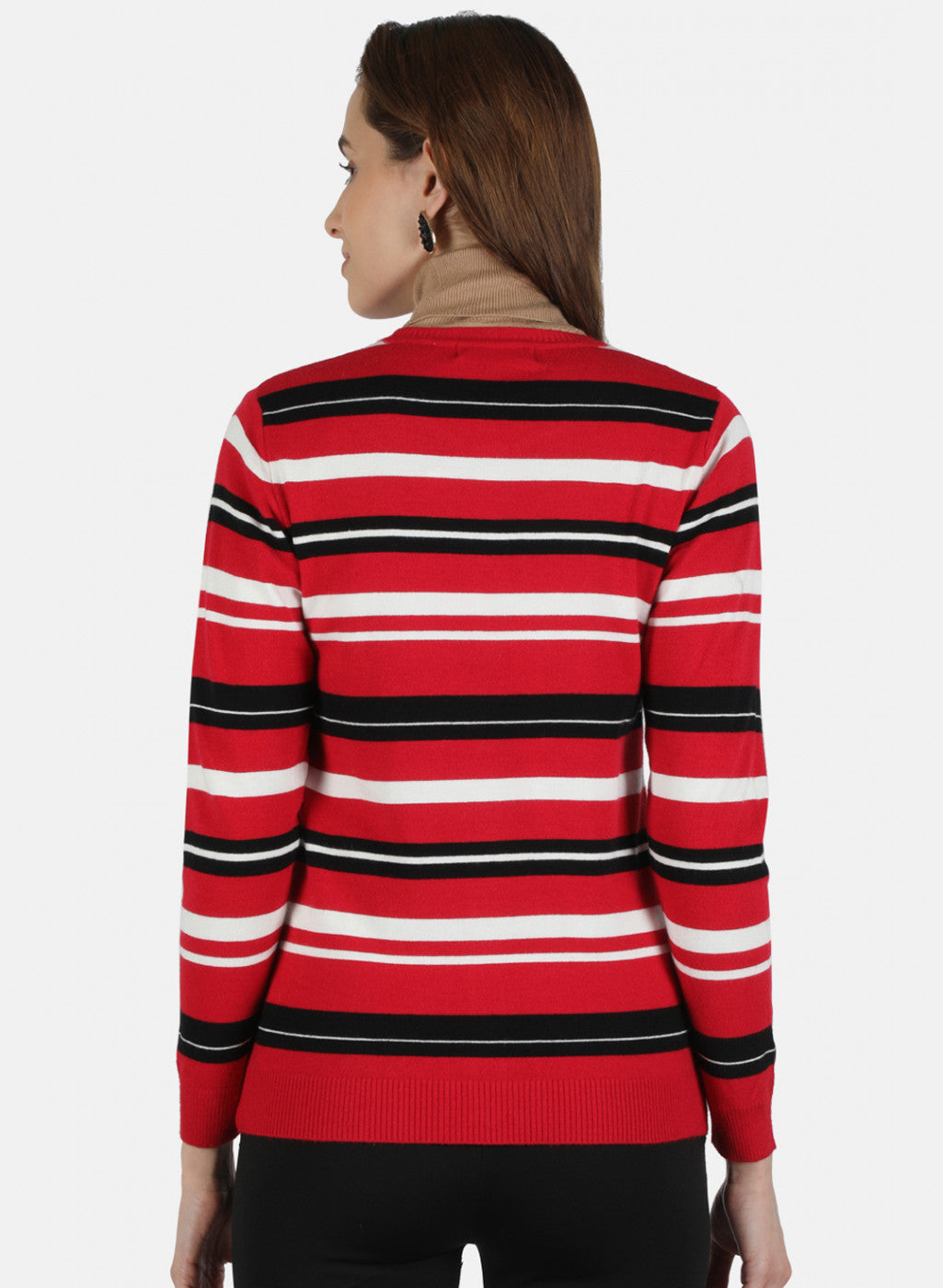 Women Red Self Design Cardigan