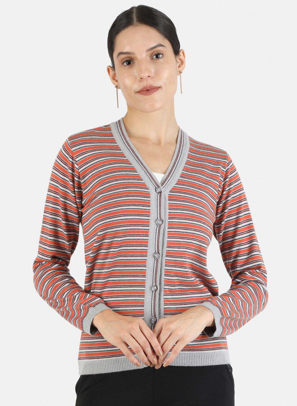 Women Grey Self Cardigan