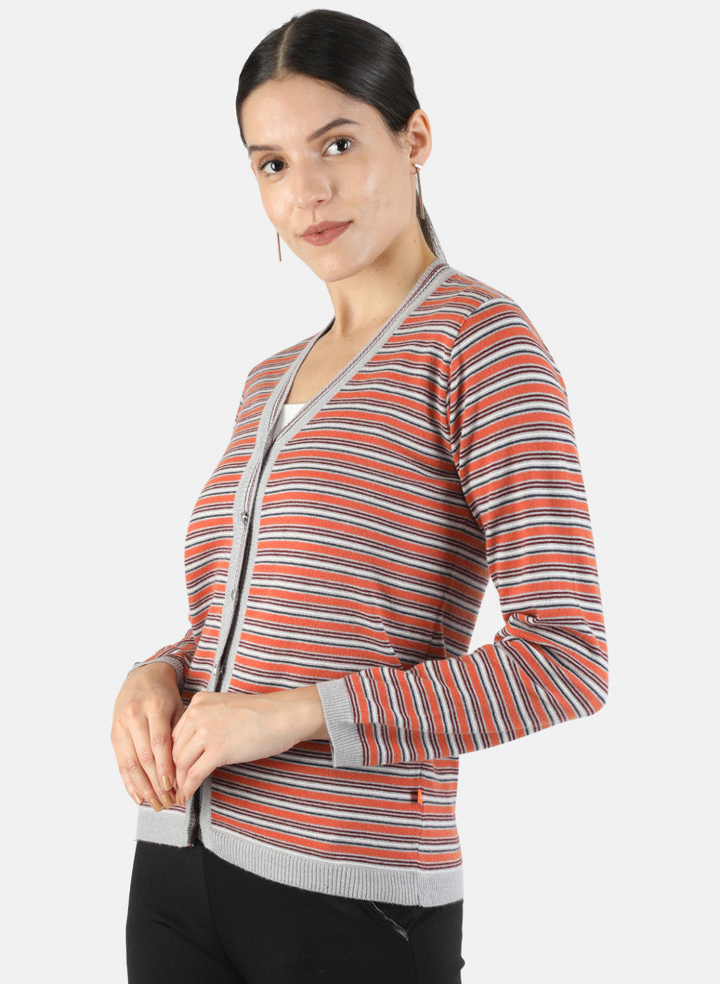 Women Grey Self Cardigan