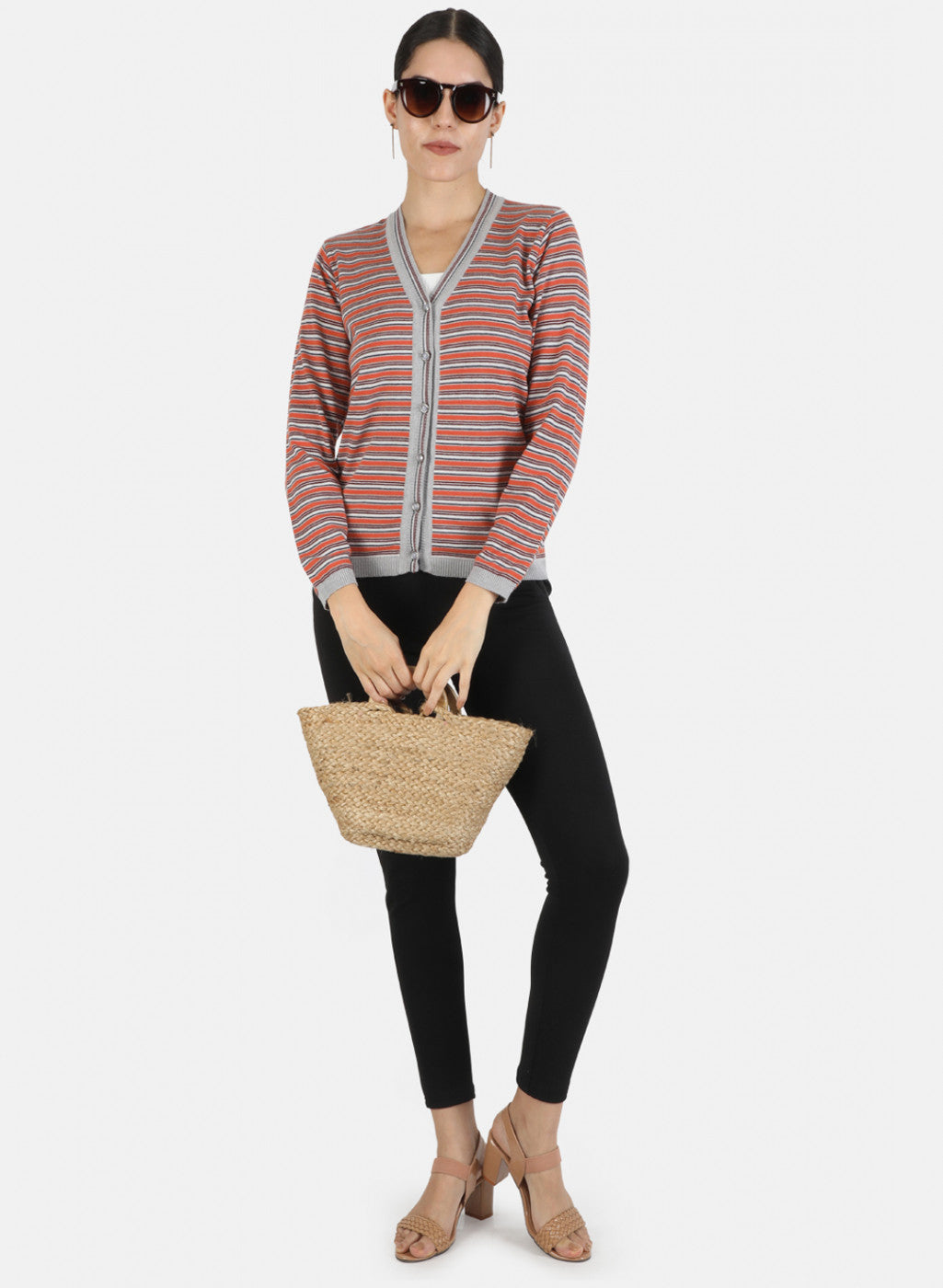 Women Grey Self Cardigan