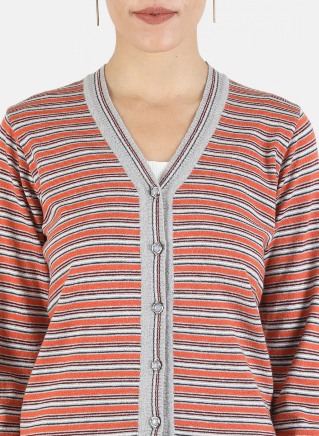 Women Grey Self Cardigan